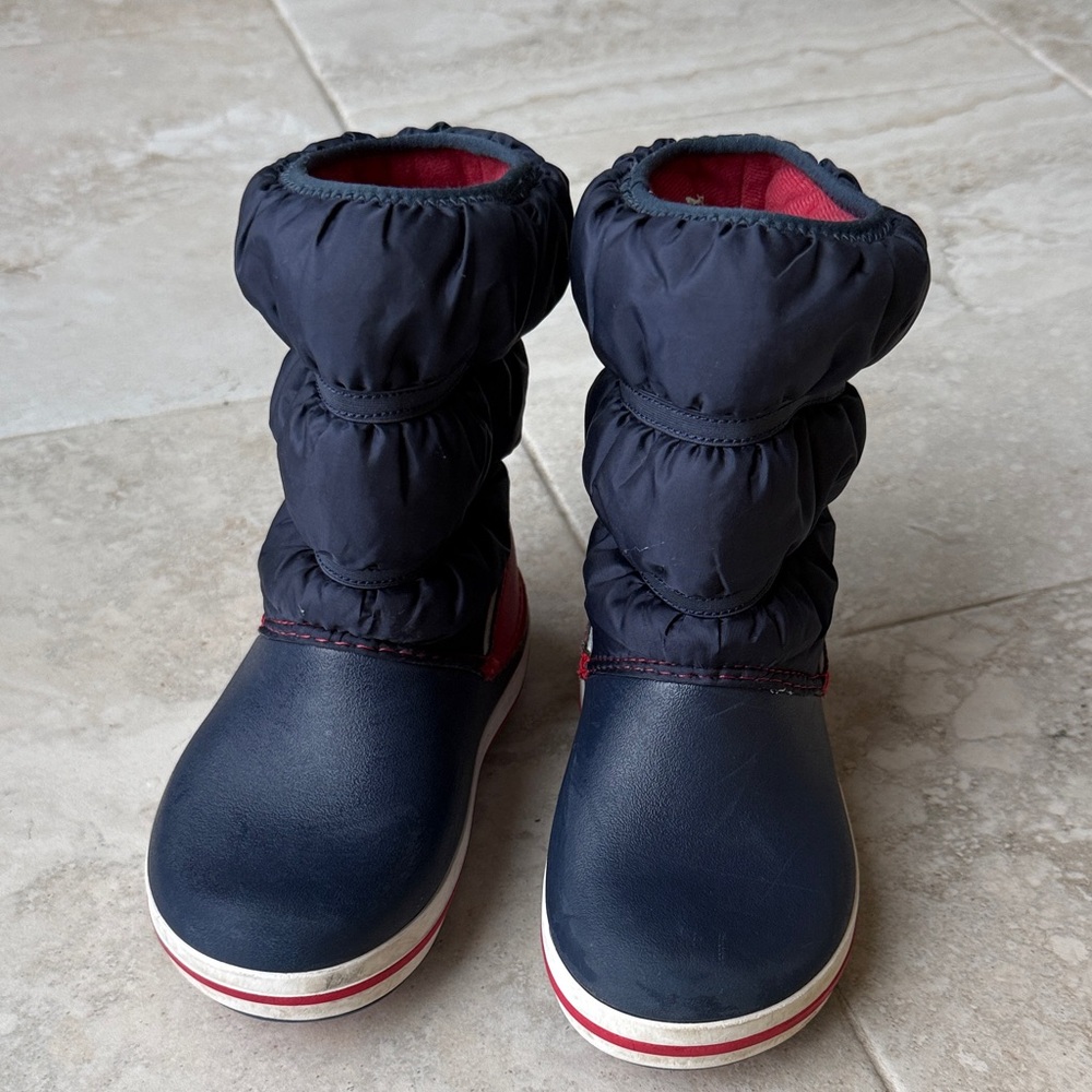 CROCS Kids' Navy and Red Snow Boots